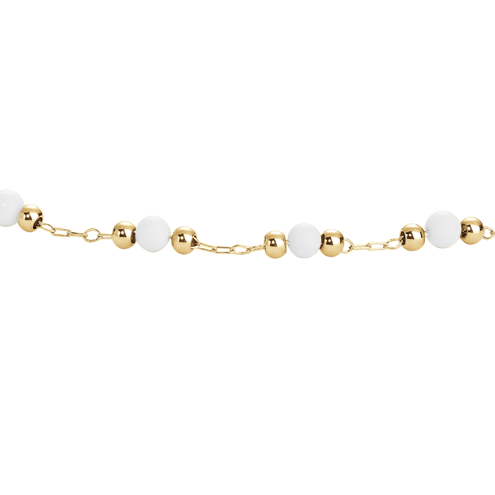 CAVIGLIERA DONNA IN ACCIAIO IP GOLD CON PERLE BIANCHE