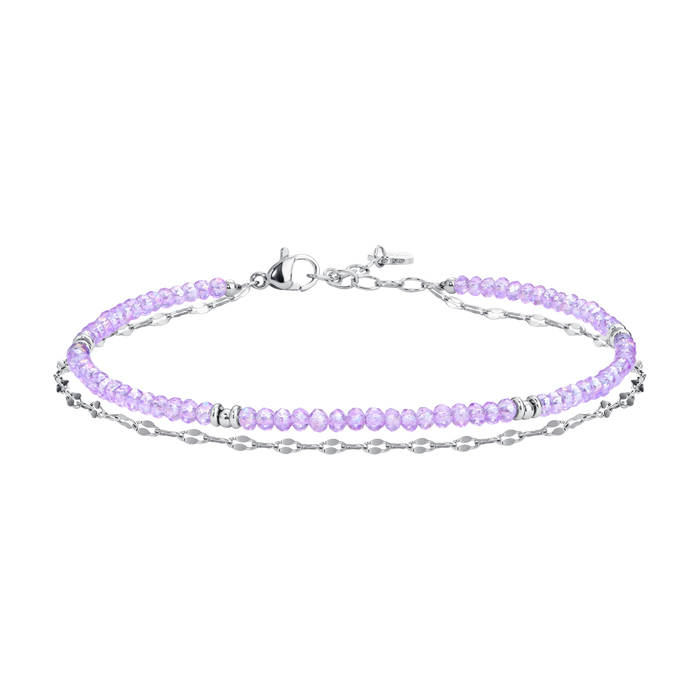 CAVIGLIERA DONNA IN ACCIAIO CON CRISTALLI VIOLA