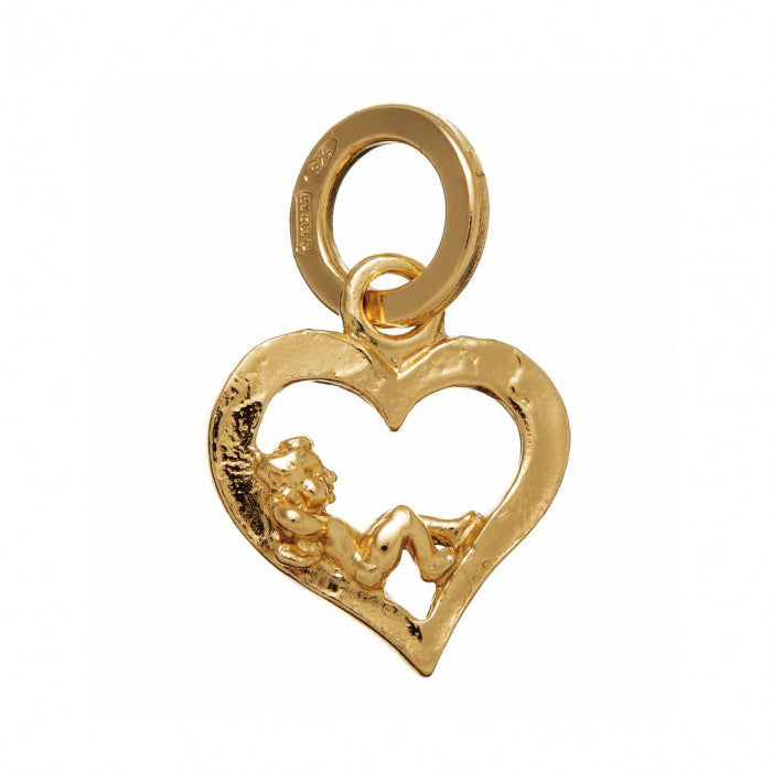 CHARM AMORINO SU CUORE DORATO