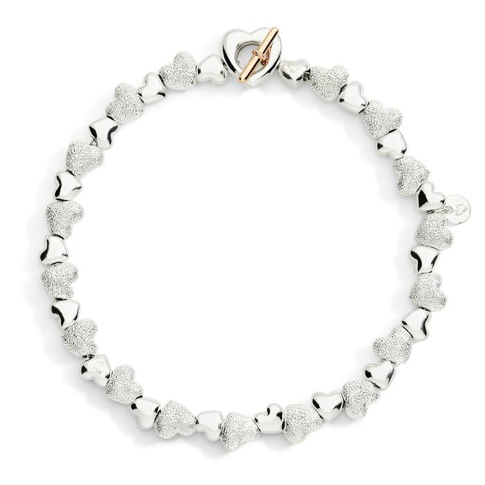 BRACCIALE CUORE CON COMPONENTI ARGENTO E ARGENTO EFFETTO DIAMANTATO