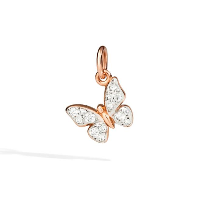 CIONDOLO FARFALLA ORO ROSA & DIAMANTI BIANCHI