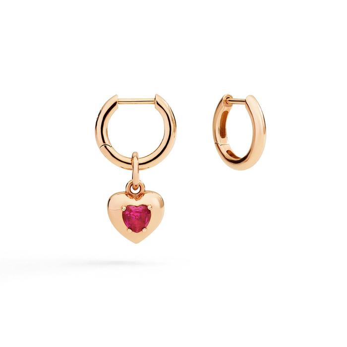 CIONDOLO CUORE ORO ROSA & RUBINO SINTETICO