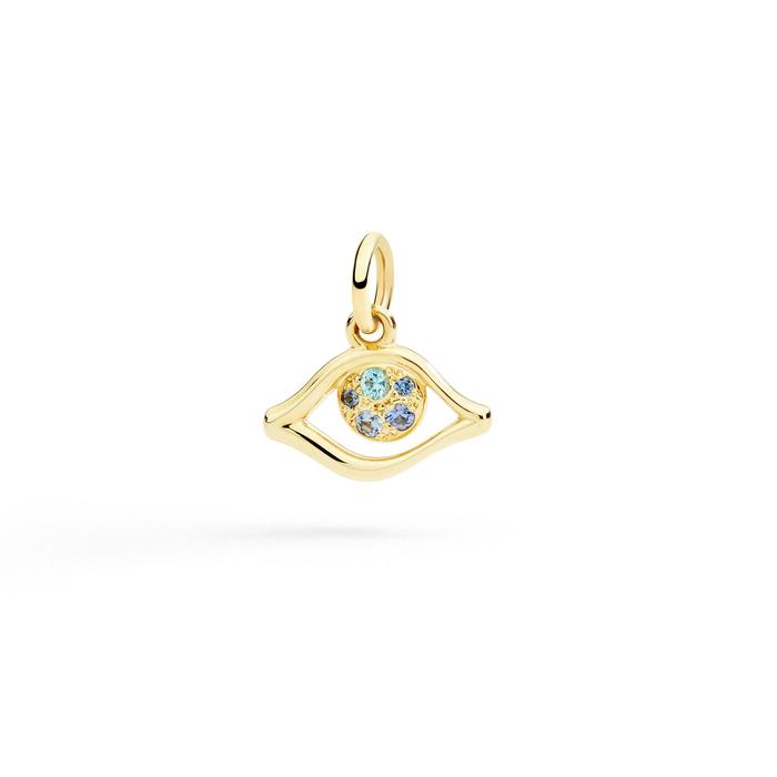 CIONDOLO OCCHIO ORO GIALLO, ZAFFIRI & TOPAZI