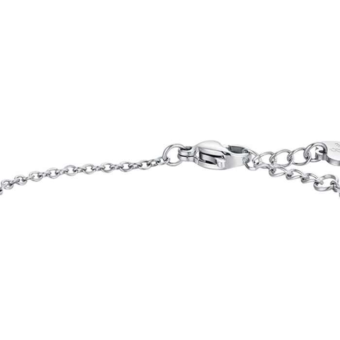BRACCIALE BAMBINA IN ACCIAIO CON PIASTRA ED ORSETTO CON CRISTALLI BIANCHI