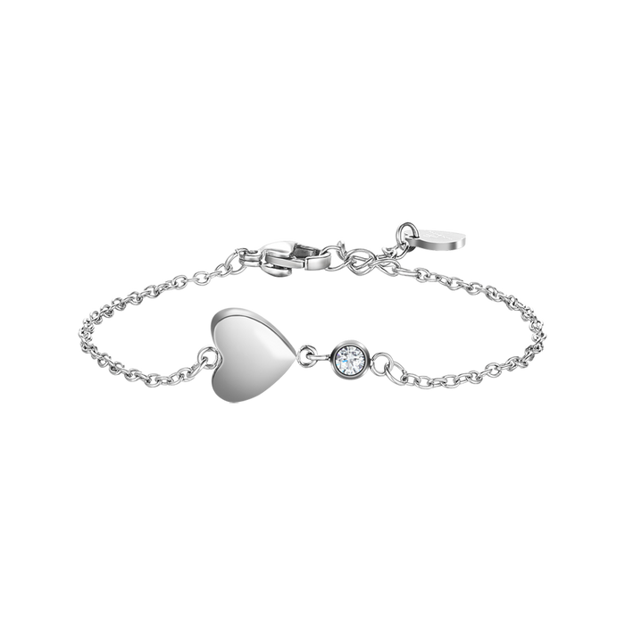 BRACCIALE IN ACCIAIO CON CUORE E CRISTALLO BIANCO
