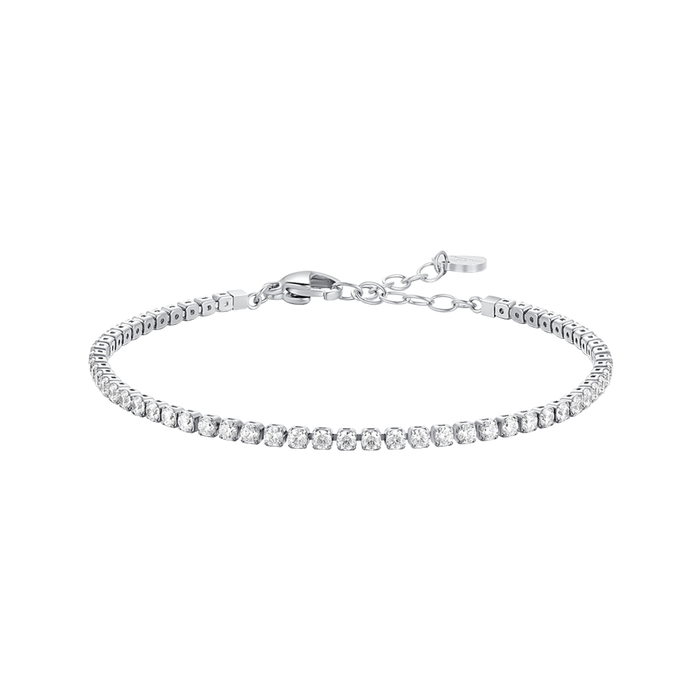 BRACCIALE BAMBINA TENNIS IN ACCIAIO CON ZIRCONI BIANCHI