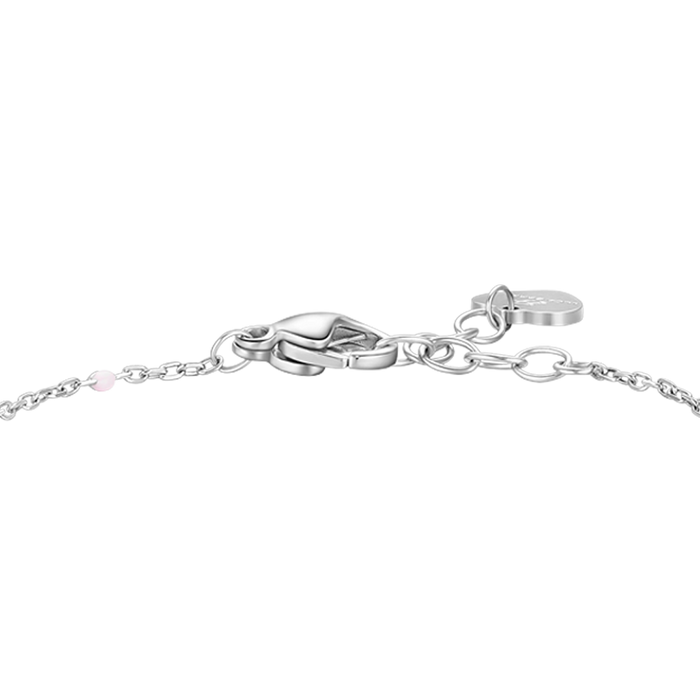 BRACCIALE BAMBINA IN ACCIAIO CON CUORE ZIRCONE ROSA E PIETRE ROSA