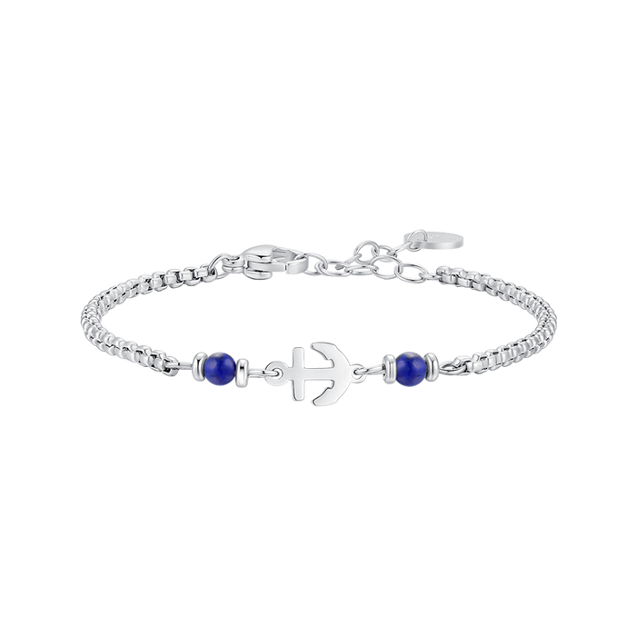 BRACCIALE BAMBINO IN ACCIAO CON ANCORA E PIETRE BLU LAPIS