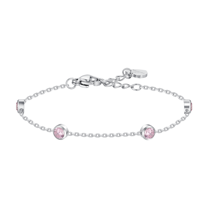 BRACCIALE BAMBINA IN ACCIAIO CON ZIRCONI ROSA