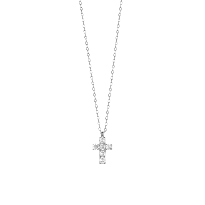COLLANA BAMBINA IN ACCIAIO CON CROCE CON ZIRCONI BIANCHI