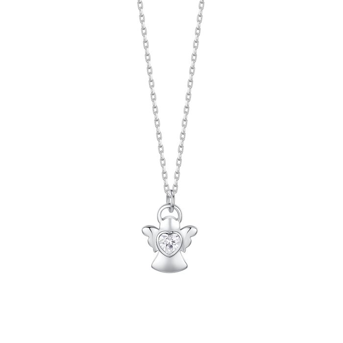 COLLANA BAMBINA IN ACCIAIO ANGELO CON ZIRCONE BIANCO