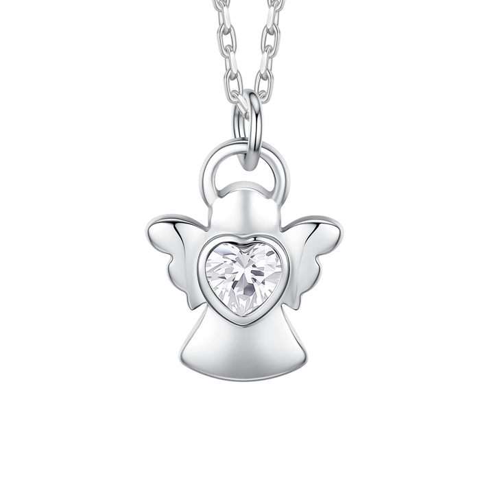 COLLANA BAMBINA IN ACCIAIO ANGELO CON ZIRCONE BIANCO