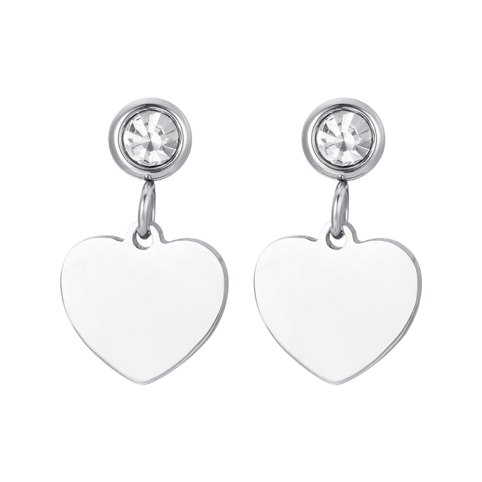 ORECCHINI DONNA IN ACCIAIO CON CUORE E ZIRCONE BIANCO