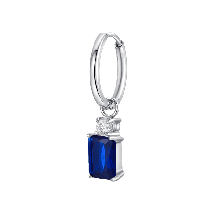 MONO ORECCHINO DONNA IN ACCIAIO CON ZIRCONI BLU E BIANCHI
