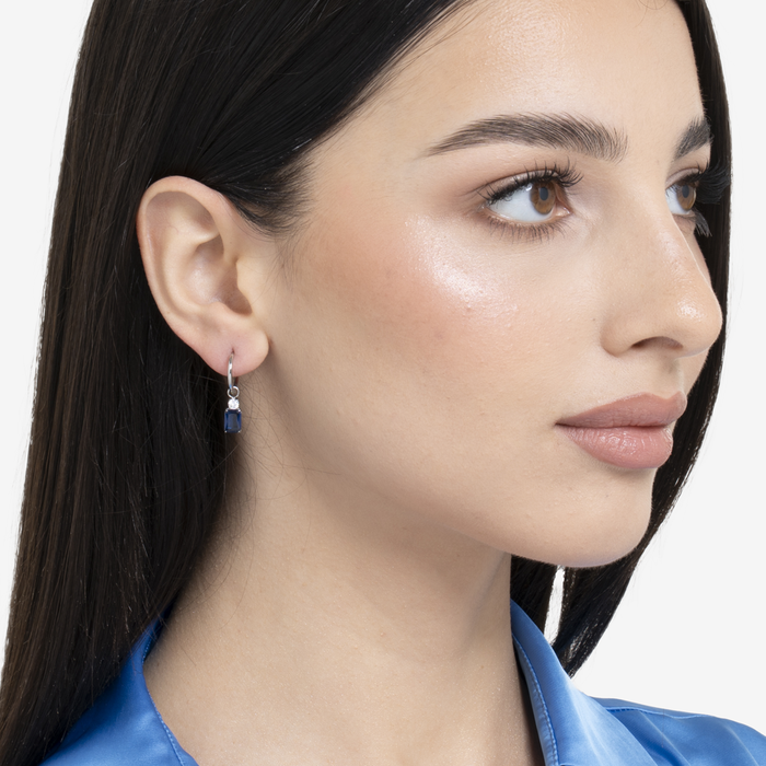 MONO ORECCHINO DONNA IN ACCIAIO CON ZIRCONI BLU E BIANCHI