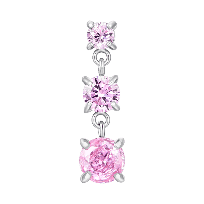 MONO ORECCHINO DONNA IN ACCIAIO CON ZIRCONI ROSA