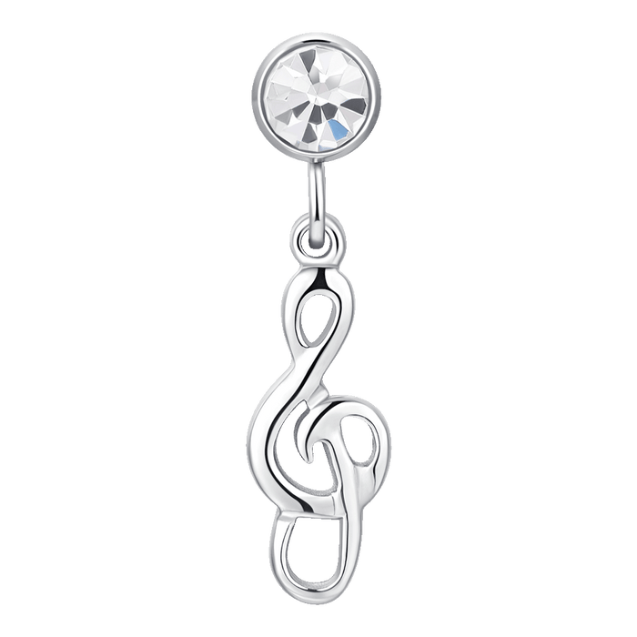 ORECCHINI DONNA IN ACCIAIO CON NOTA MUSICALE E ZIRCONE BIANCO