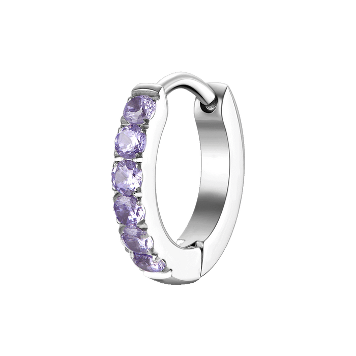 MONO ORECCHINO DONNA IN ACCIAIO CON ZIRCONI VIOLA