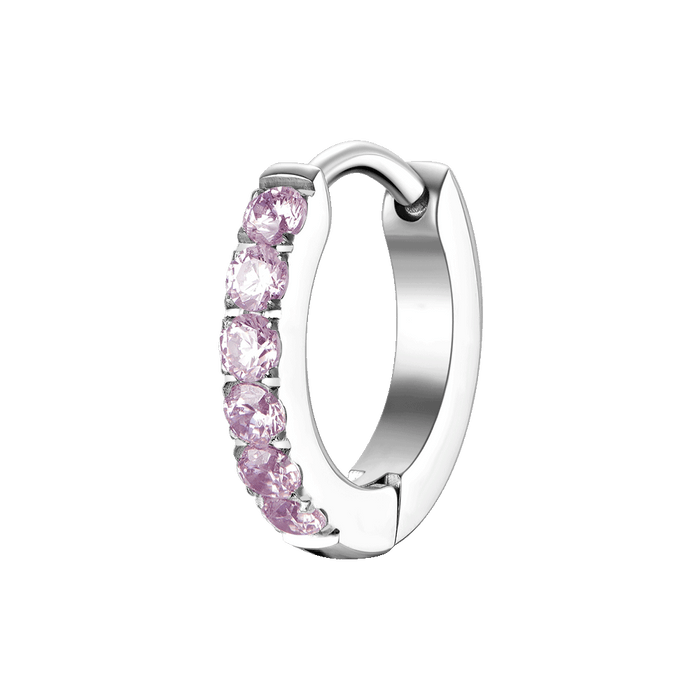 MONO ORECCHINO DONNA IN ACCIAIO CON ZIRCONI ROSA