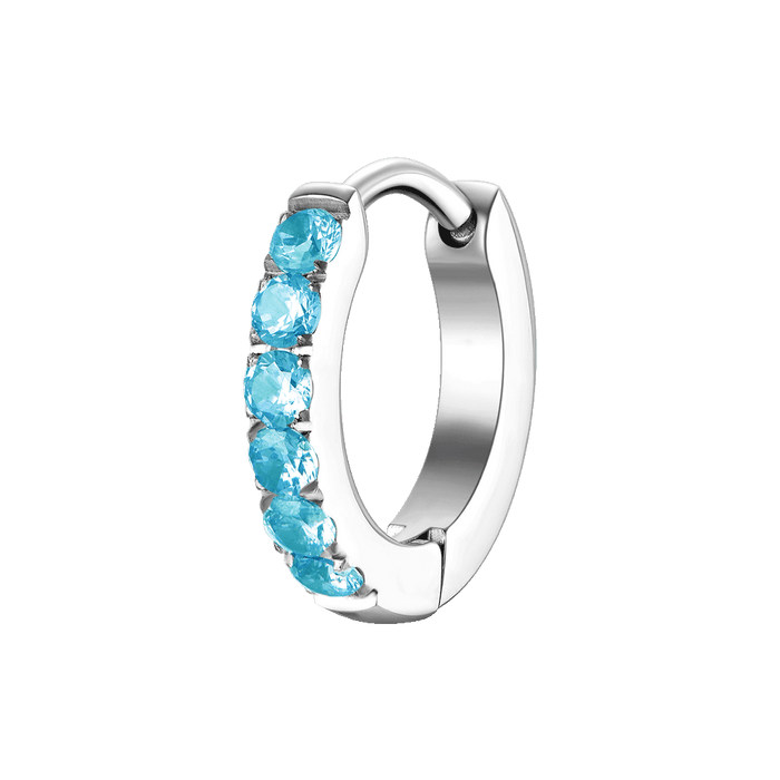 MONO ORECCHINO DONNA IN ACCIAIO CON ZIRCONI ACQUAMARINA