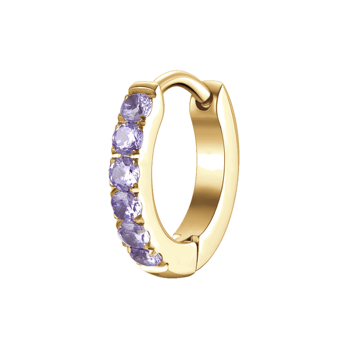 MONO ORECCHINO DONNA IN ACCIAIO IP GOLD CON ZIRCONI VIOLA
