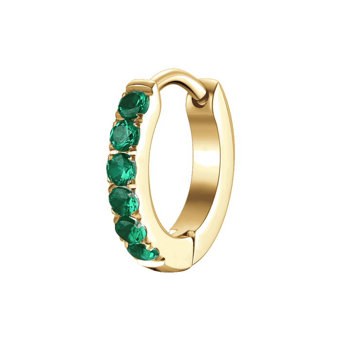 MONO ORECCHINO DONNA IN ACCIAIO IP GOLD CON ZIRCONI VERDI