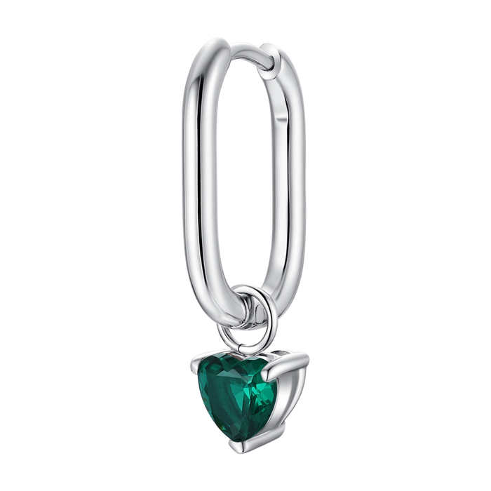 MONO ORECCHINO DONNA IN ACCIAIO CON ZIRCONE VERDE