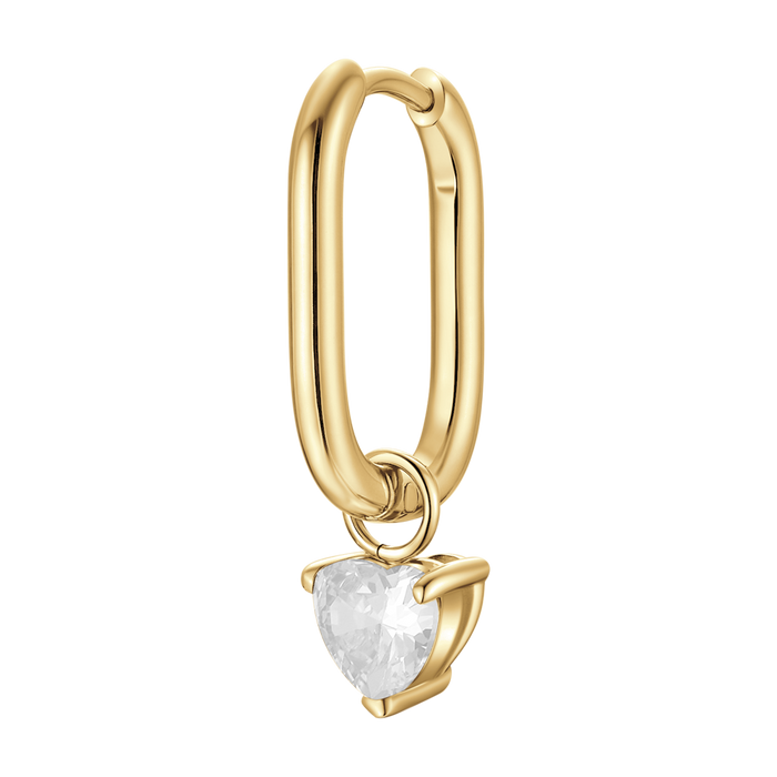 MONO ORECCHINO DONNA IN ACCIAIO COLORE ORO CON ZIRCONE BIANCO