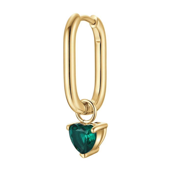 MONO ORECCHINO DONNA IN ACCIAIO COLORE ORO CON ZIRCONE VERDE