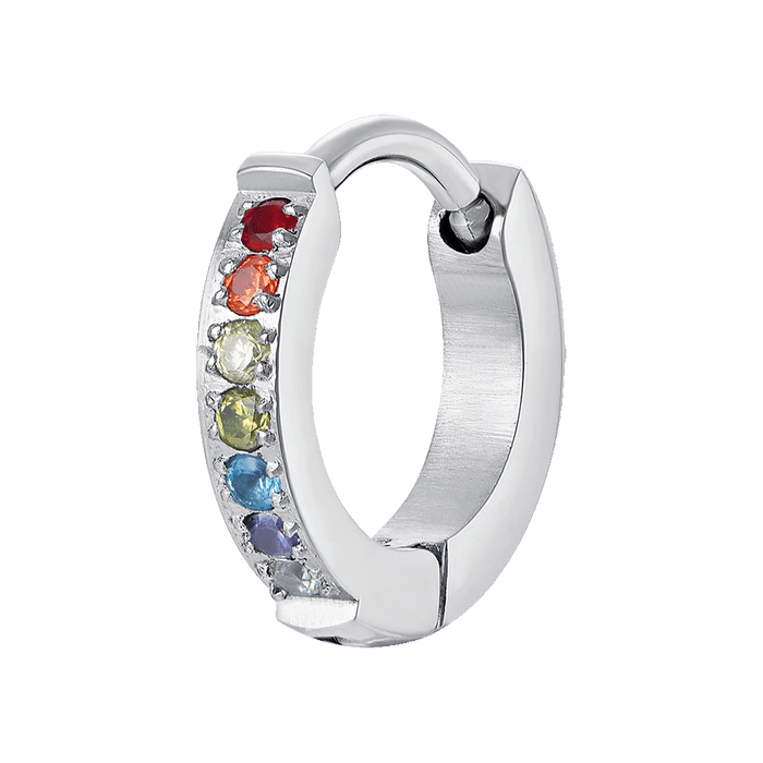 MONO ORECCHINO DONNA IN ACCIAIO CON ZIRCONI MULTICOLOR