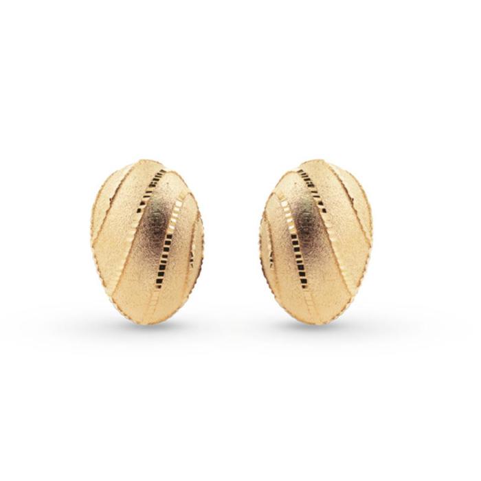 Orecchini ovali in oro giallo satinato 18 kt