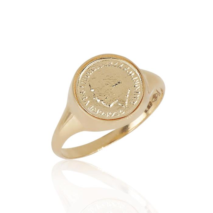 Anello con moneta in oro giallo lucido 18kt