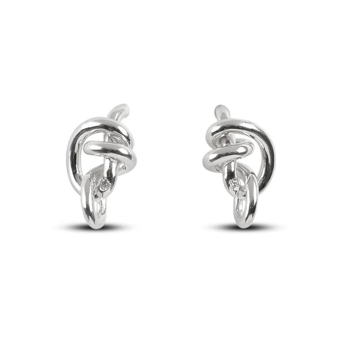 Orecchino Nodi d'Amore in Argento 925 e Diamanti Bianchi