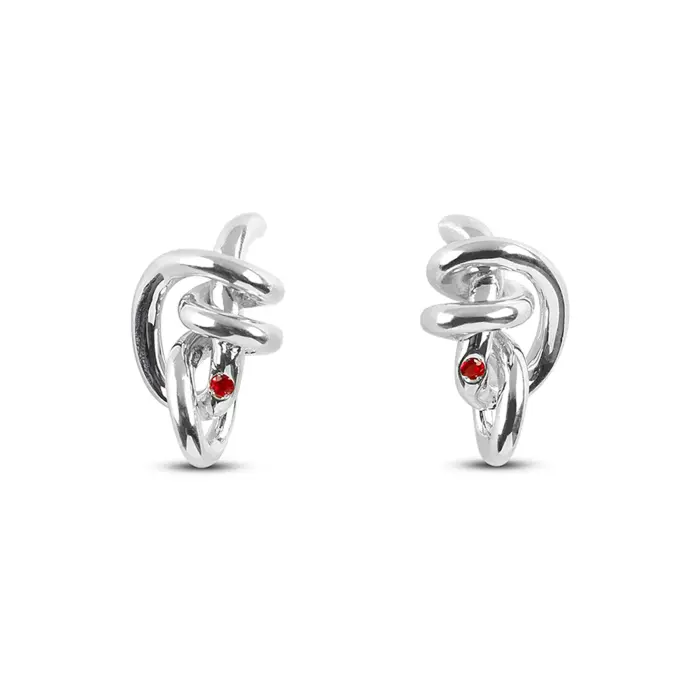 Orecchino Nodi d'Amore in Argento 925 e Rubini