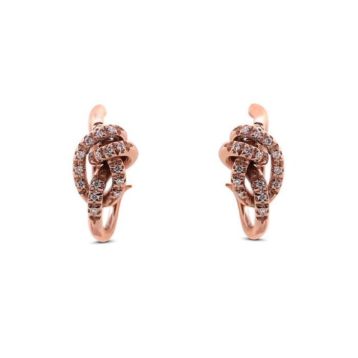 Orecchino Nodi d'Amore in Oro Rosa 9kt e 28 Diamanti Bianchi