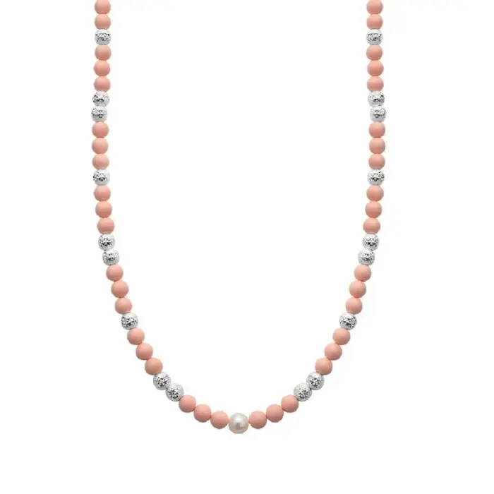 Girocollo perle corallo rosa