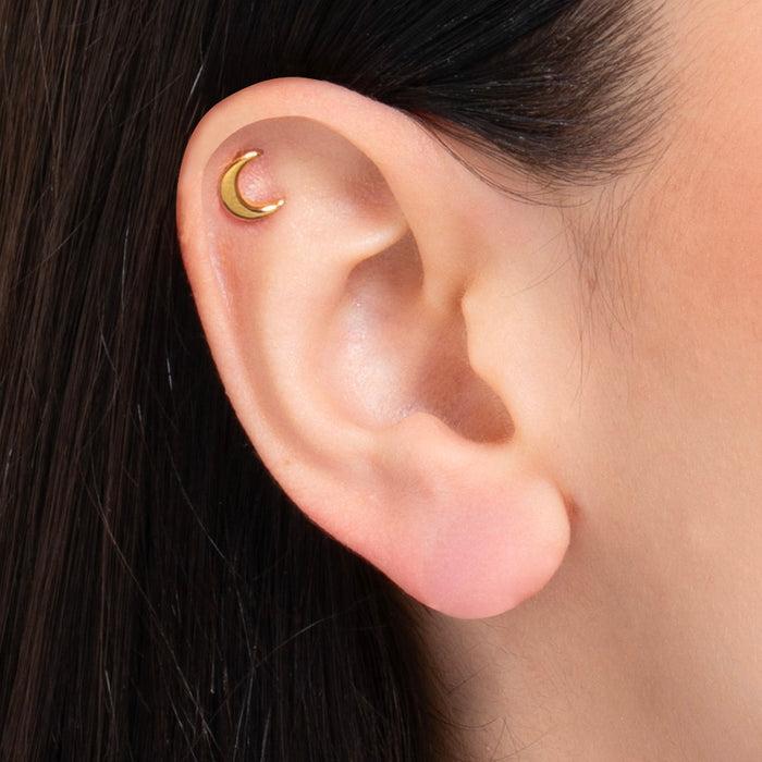 PIERCING ORECCHIO DONNA IN ACCIAIO FORMA LUNA COLORE ORO
