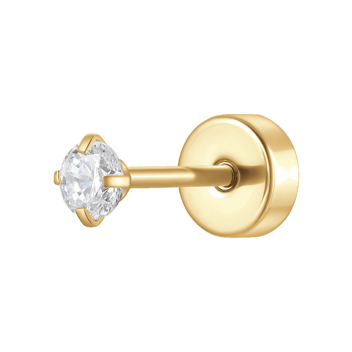PIERCING ORECCHIO DONNA IN ACCIAIO CON ZIRCONE BIANCO COLORE ORO