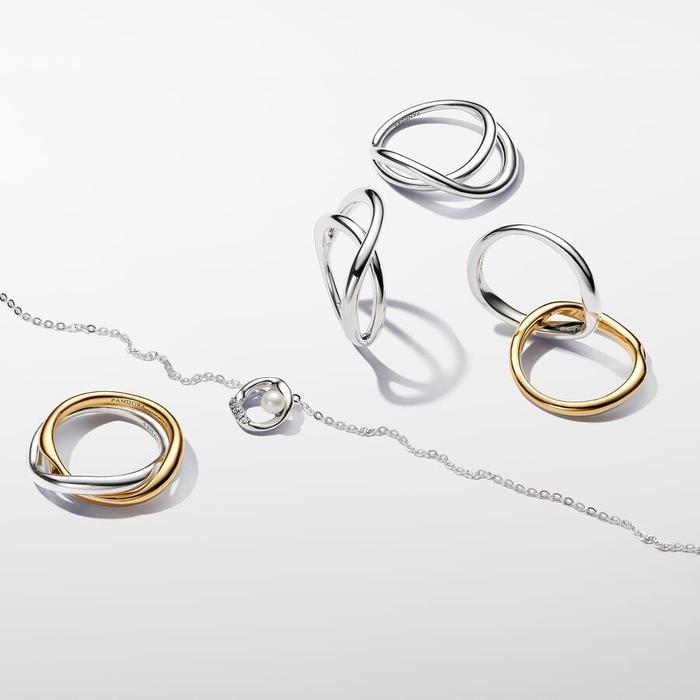 Anello Fascia Intrecciata Bicolore
