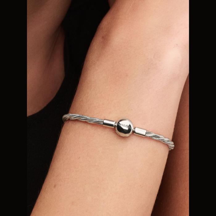 Bracciale Maglia Doppia Intrecciata con Chiusura a Sfera