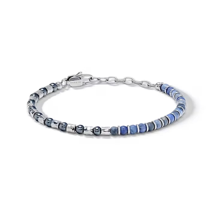 Bracciale in acciaio con sodalite ed ematite