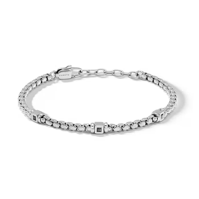 Bracciale in acciaio con zirconi neri