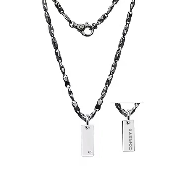 Girocollo in Argento brunito e lucido, Diamante e Spinelli neri