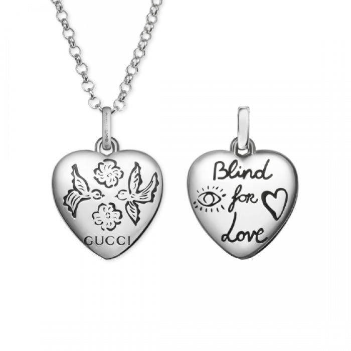 Collana pendente cuore inciso "Blind for Love"