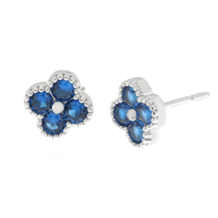 Orecchini in Argento 925 con fiore blu