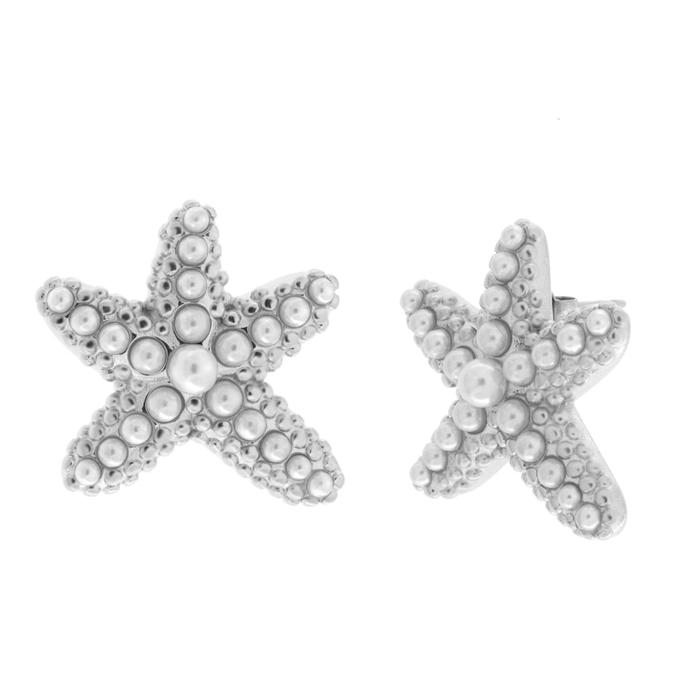Orecchini in Acciaio  stella marina con perle