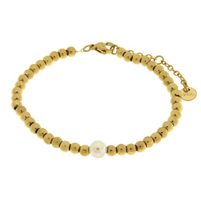 Bracciale in Acciaio sfere con perla