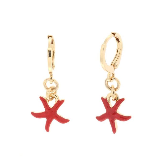 Orecchini in Metallo con pendente stelle marine rosse
