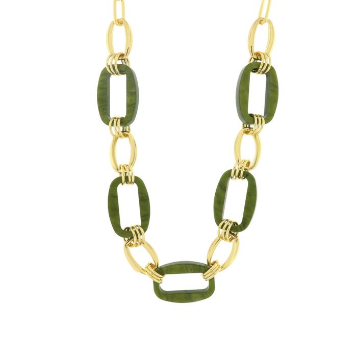 Collana in Metallo con catene a forma rettangolare verdi