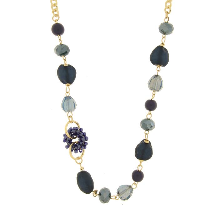 Collana in Metallo con pietre e dettaglio in perline blu